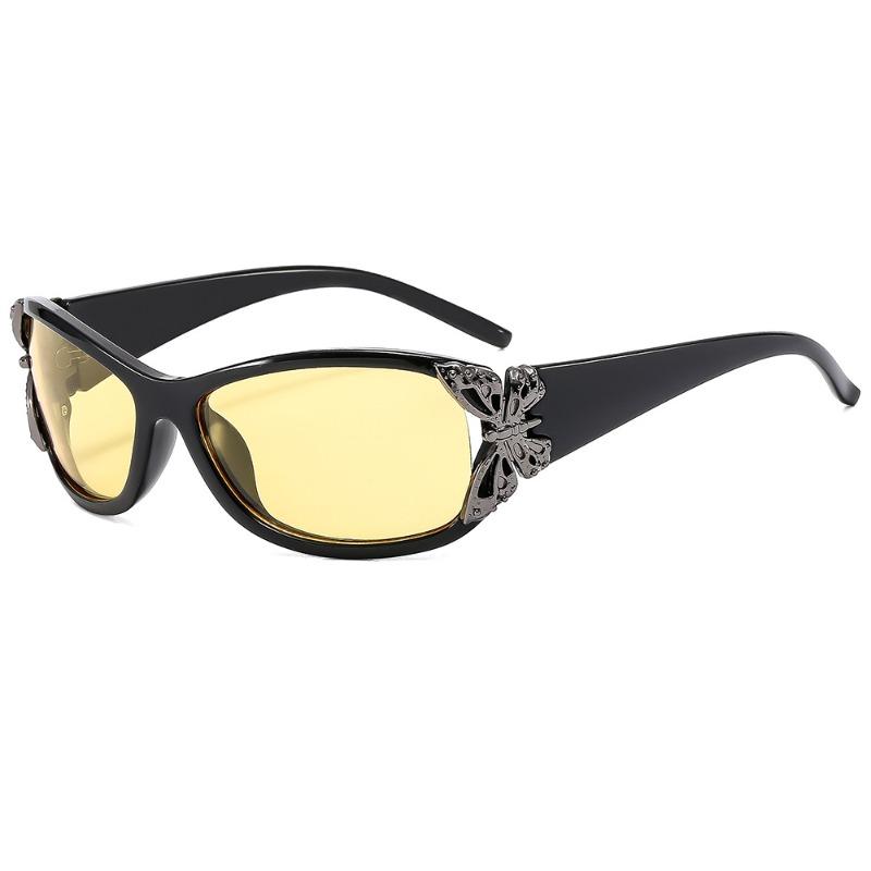 New Fashion Butterfly Gradient Decor Shades Women Trendy Driving Anti UV Sunglasses High Quality Y2K Popular Beach Sun Glasses