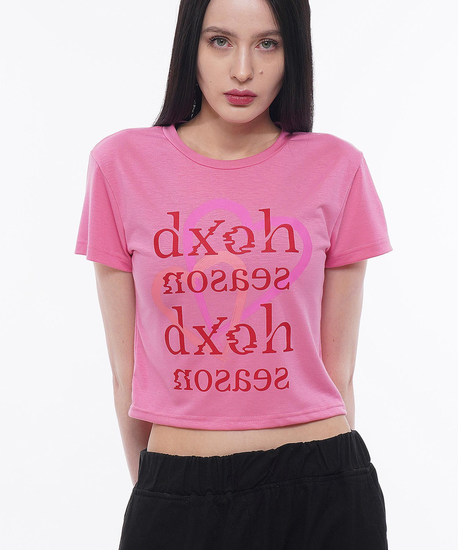 D So H To Heart Season Logo Crop Top Pink Free