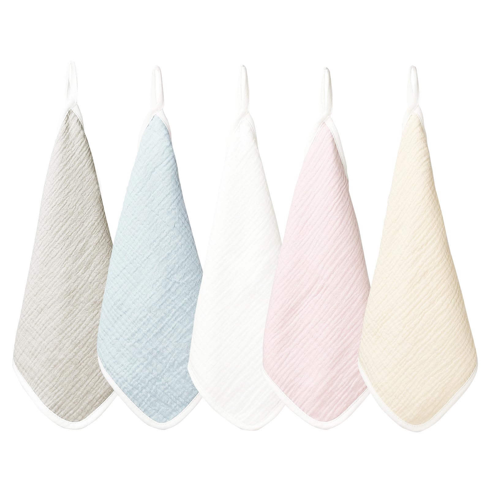 

Марлевые платочки для мягких персонализированных Идеально для детской с набором из 5 [MOMSMENU] Младенцы, Хлопок, Имя, Школы, Петли, 30x30см,