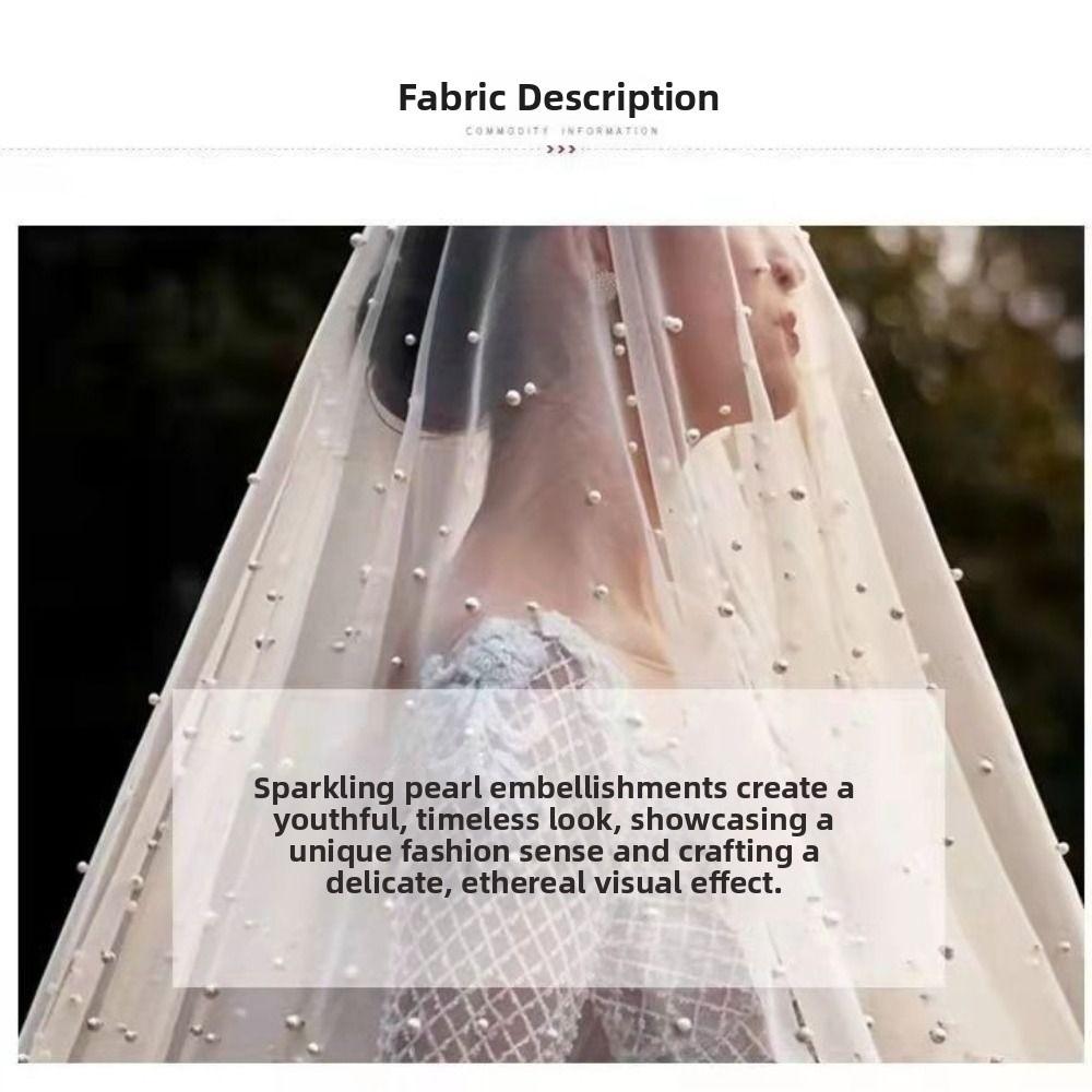 Elegant Wedding Veil White Cathedral Veil Bridal Accessory Pearls Veil  Wedding Ceremony