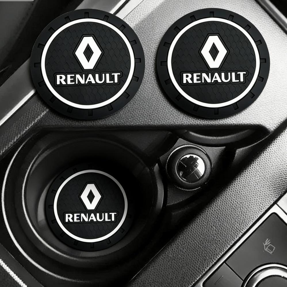 Car Rubber Silicone Anti-Slip Mat Epoxy Water Coaster Car Accessories For Renault Clio Megane Captur Master Logan Kangoo Sport R333