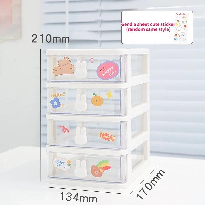 Desktop Stationery Storage Box Organizer Drawer Pen Holder Makeup Cosmetic Plastic Drawer Storage Box Desk Organizer Cute
