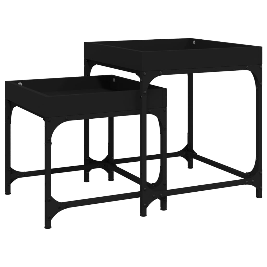 Side Tables 2 Pcs Black Wood Based Material