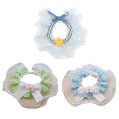 Pet Lace Collar Bib Neckerchief Cat Collar with Small Flower Cute Charm Adjustable Necklace Kitten Puppy Summer Collars