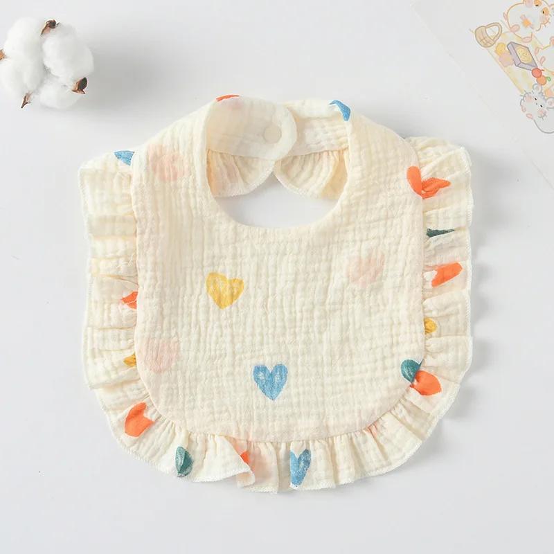 Cotton Gauze Baby Feeding Bibs Summer Soft Petal Baby Printed Drooling Towel Newborn Toddler Baby Burp Cloth Children's Bib
