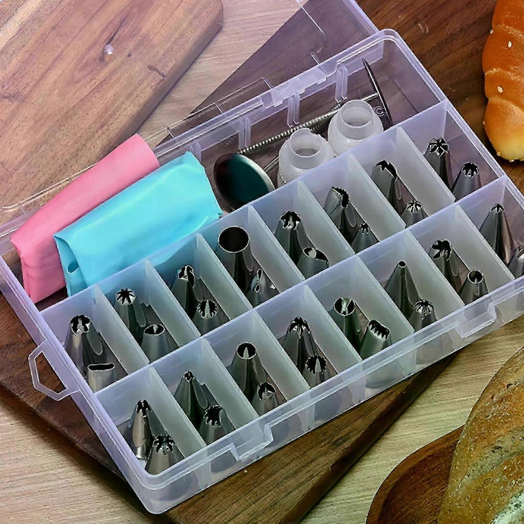 38-Piece Stainless Steel Piping Nozzles & Icing Bag Set Complete Cake Decorating Kit with Silicone Bags, Perfect for Cupcakes, Cakes & Pastry Decorat 