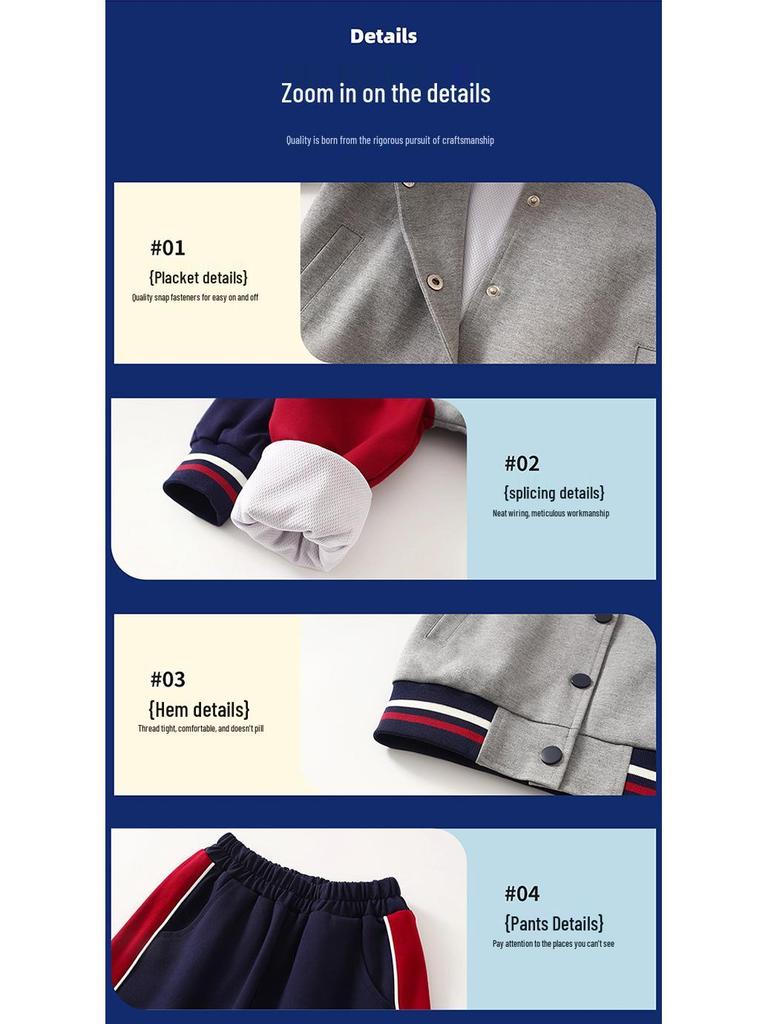 Spring & Autumn Primary School Sports Uniform Set for Kindergarten & First Grade Baseball Performance