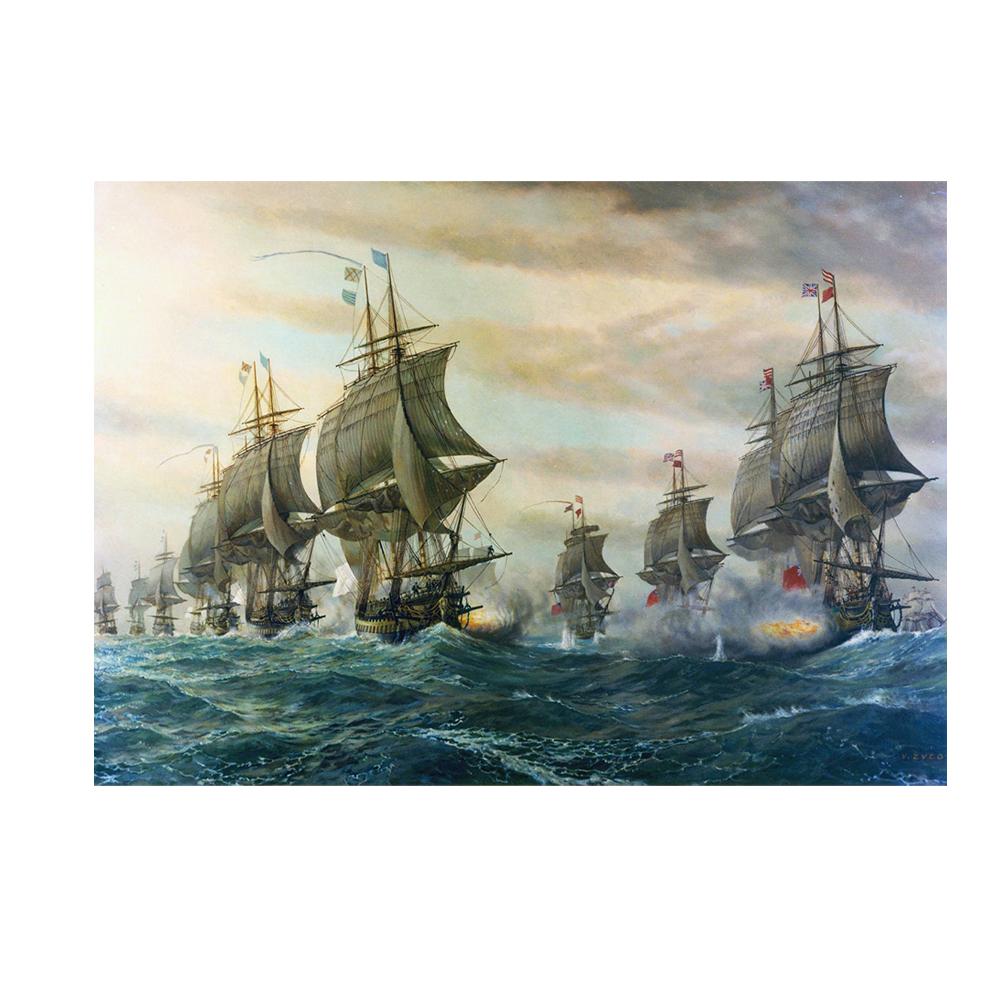 Vintage Poster Second Battle of the Virginia Capes Aka Wall Art Prints Canvas Painting for Gallery Home Living Room Decoration