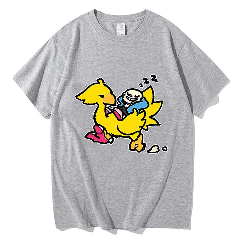 Sans and Chocobo Graphic T-shirts Unisex Fashion Cotton Tshirts Unisex Streetwear Hip Hop Cotton Loose Men/Women T Shirt Clothes