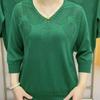 Abbigliamento Vintage Coreano da Donna Maglietta Lavorata a Maglia a Maniche 3/4 Moda Primavera Estate Scollo a V Tinta Unita Diamanti Largo Casual