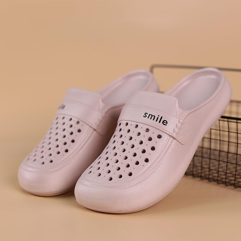 Baotou cool slippers women's summer light and non-slip outer wear household indoor flat beach shoes can be launched into the water hole shoes women