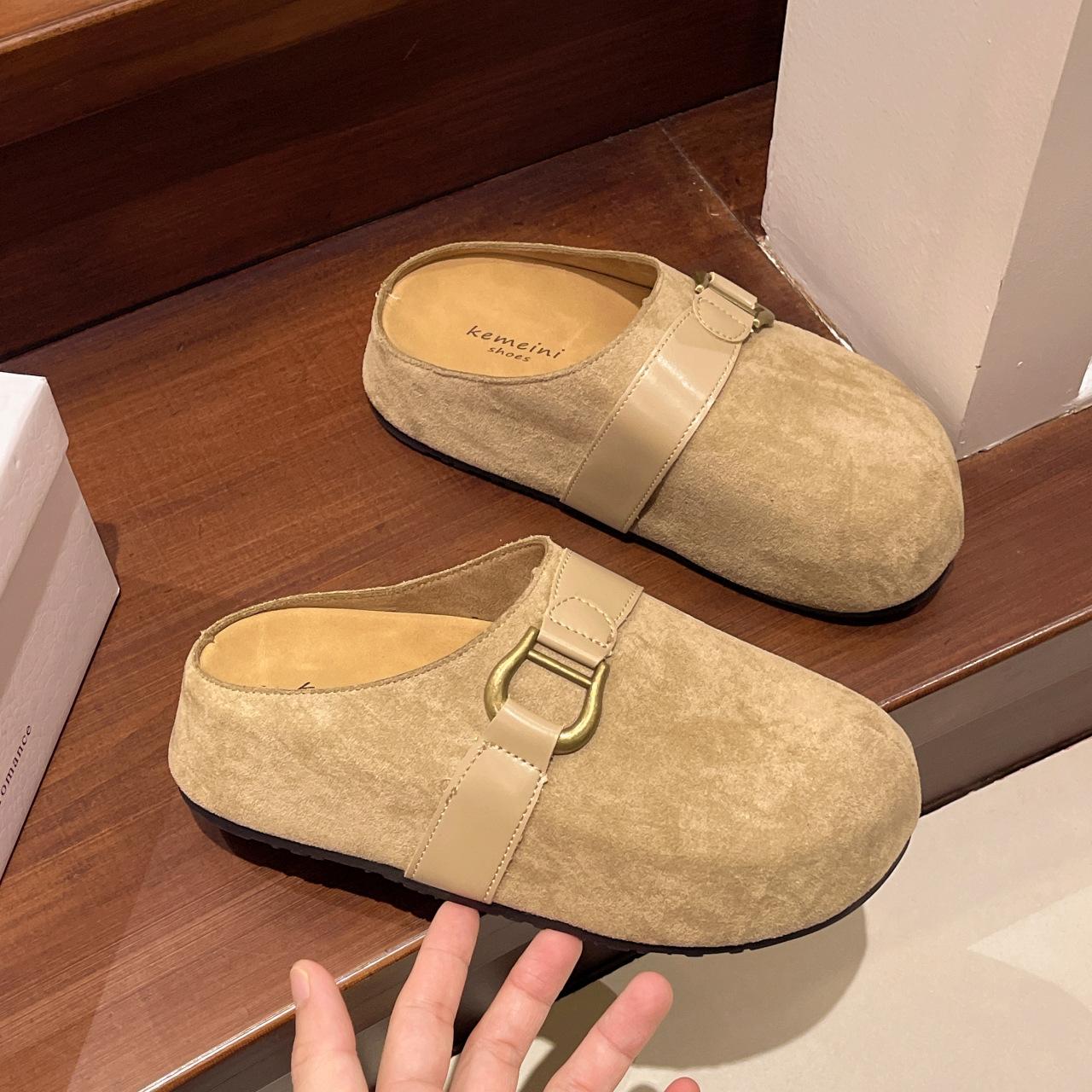 

Модные шлепанцы на толстой подошве-платформе, женские балетки, сабо, сандалии, удобные шлепанцы из пробки, женские флоковые тапочки, мюли с закрытым носком 35 абрикосовый