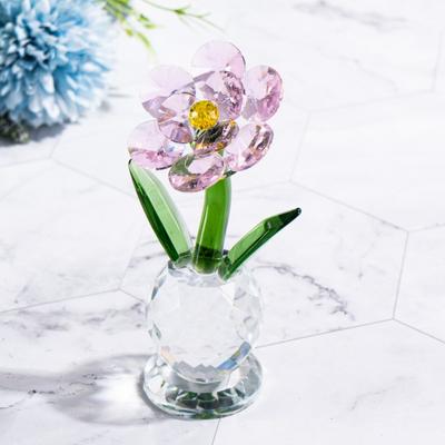 Figurine din cristal de floarea soarelui cu diamant roz Artizanat de lux pentru casă originală Decorări creative pentru birou Cadouri Estetice canapea dormitor pe lângă miniaturi