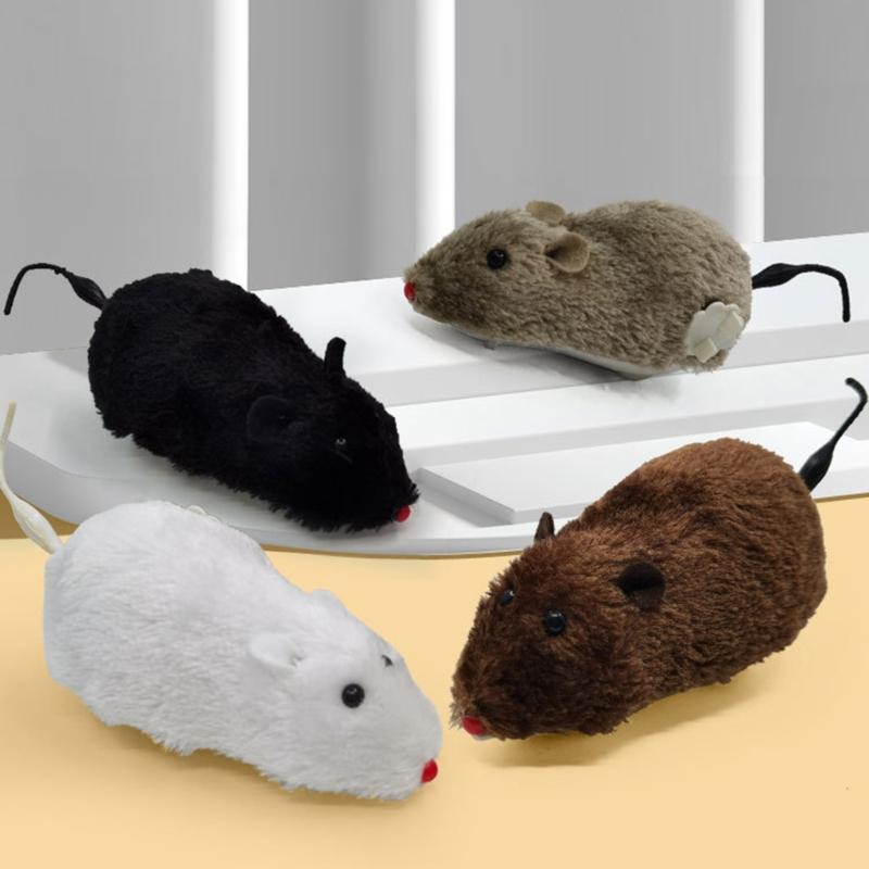 4Pieces Wind Up Mouse Toy Set Realistic Mice Toy For Pet And Kids Interactive Windingup Mice Toy for Baby Crawling