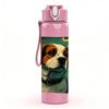 1PC Hound Dog Portrait Art 750ml Color Plastic Sports Water Bottle Leakproof Flip Straw Lid Suitable for Sports Office Home Use