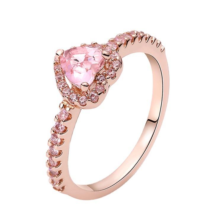 

S925 Посеребренное европейское и американское модное кольцо Сияющее кольцо с ликующим сердцем Женские украшения