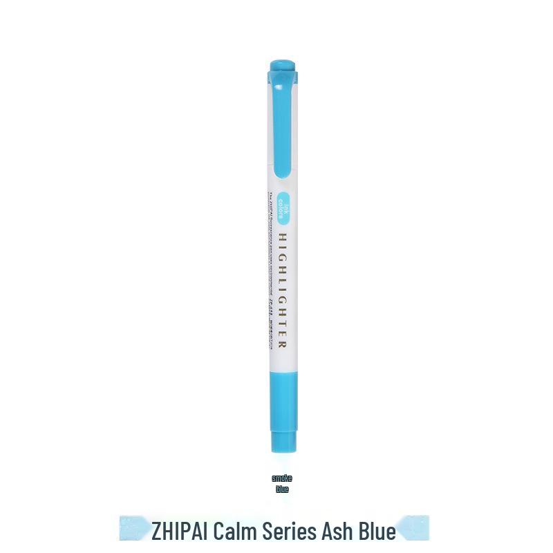 Zhi 618 Student Dual-Tip Fluorescent Pen - Gray, Soft Light & Dark Retro Colors for Highlighting & Marking