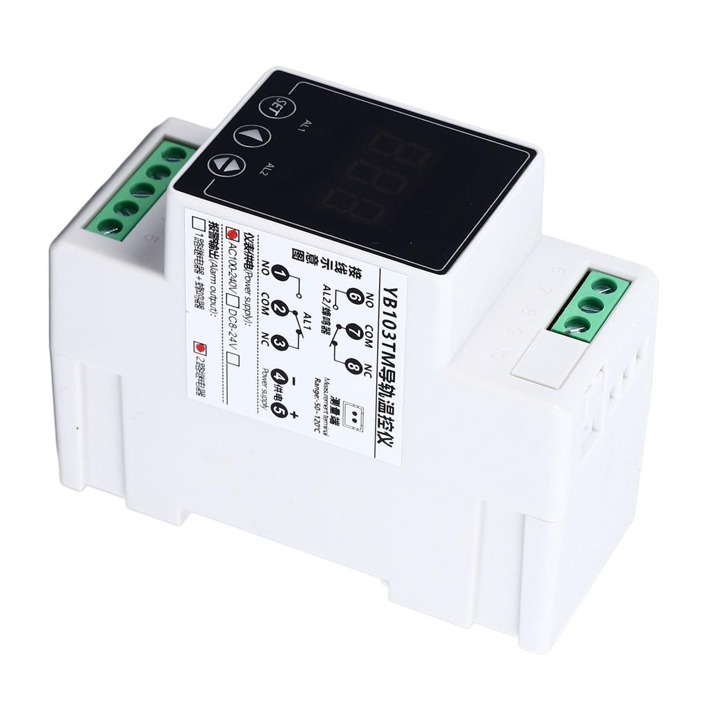 Geleiderail Temperatuurregelaar Verwarmen Koelen Digitale Thermostaat 2 Relais Cilindrische Sonde 2 Meter AC100‑240V