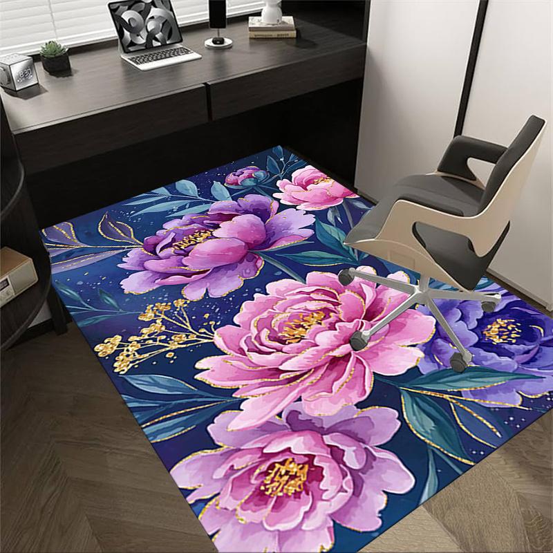 1pc Floral Artwork Area Rug Soft Flannel Floor Mat for Living Room, Bedroom and Carpet, Sofa Coffee Table Floor Mat, Decorative Rug Q02