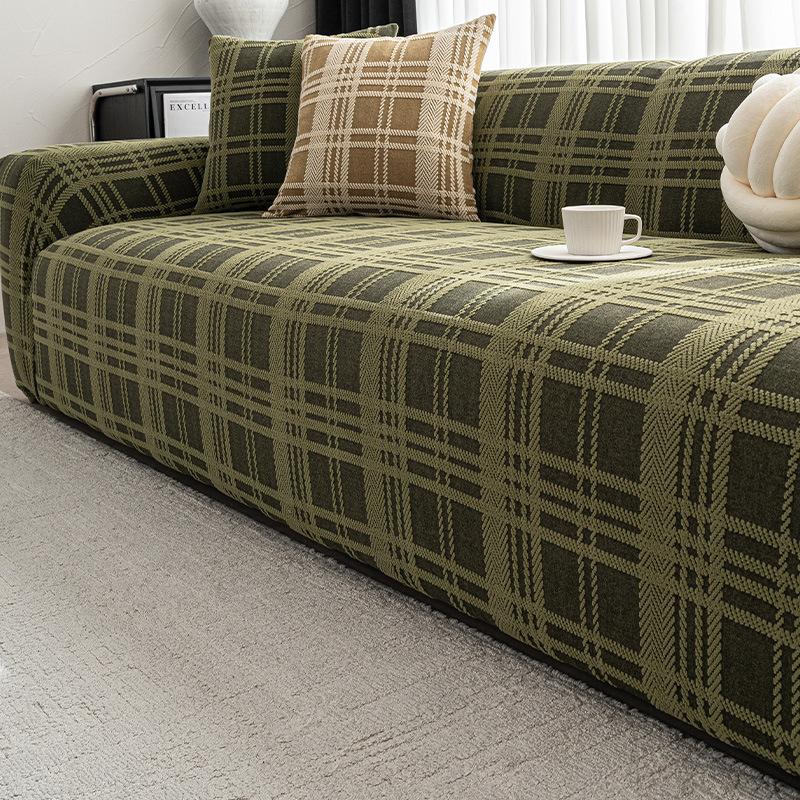 Convenient All in one All in one Non slip Anti cat Scratch Universal Sofa Cover Jacquard Velvet Solid Color Straight Row Sofa Protective Cover