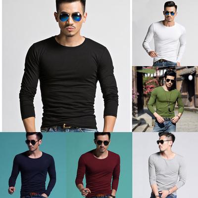 6 Farben Herren Slim Langarm-T-Shirt Enges Freizeit-T-Shirt