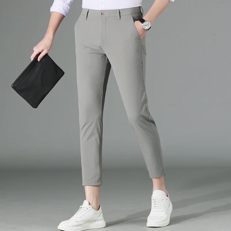 Men's Casual Cropped Straight-Leg Pants