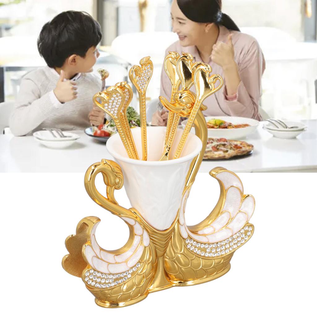 Base Fork Holder Set Elegant Multifunctional Decorative   Flatware with 6 Forks for Fruit Salads Coffee Desserts