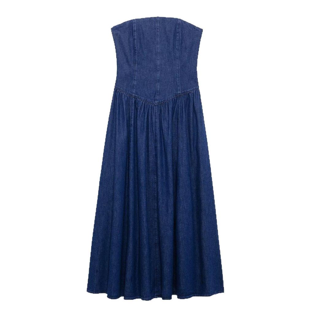 2025 Spring Women's Slim Fit Pleated Strapless Dress