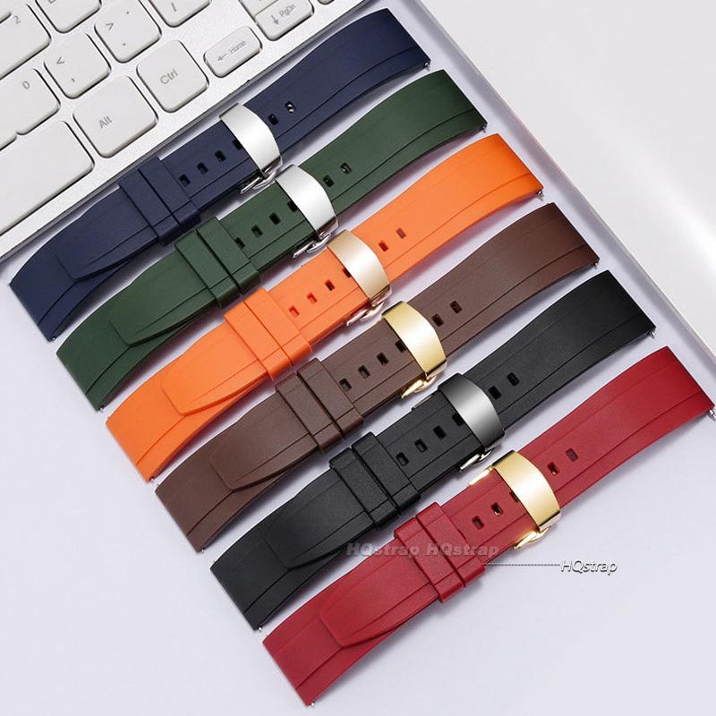 Wasserdichtes Gummi-Uhrenarmband für Seiko TPU-Armband für Rolex Schnellverschluss Silikon-Schmetterlingsschließe Taucherarmband 20mm 22mm 24mm