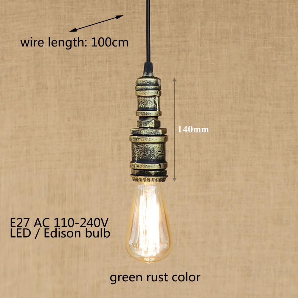 Loft Industrial Iron Water Pipe Steam Punk Vintage Pendant Lamp Cord E27 Led Pendant Lights Bedroom