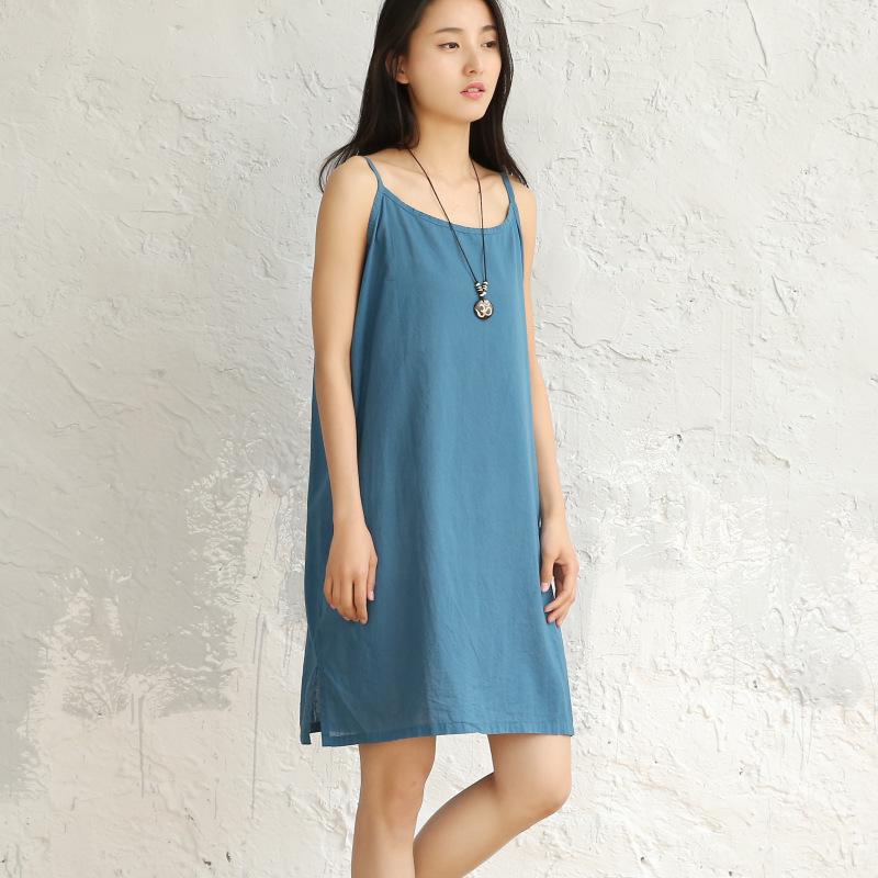

2026 Spring/Summer Women s Versatile Cotton Linen Mid-Length Vest Camisole One Size тил синий
