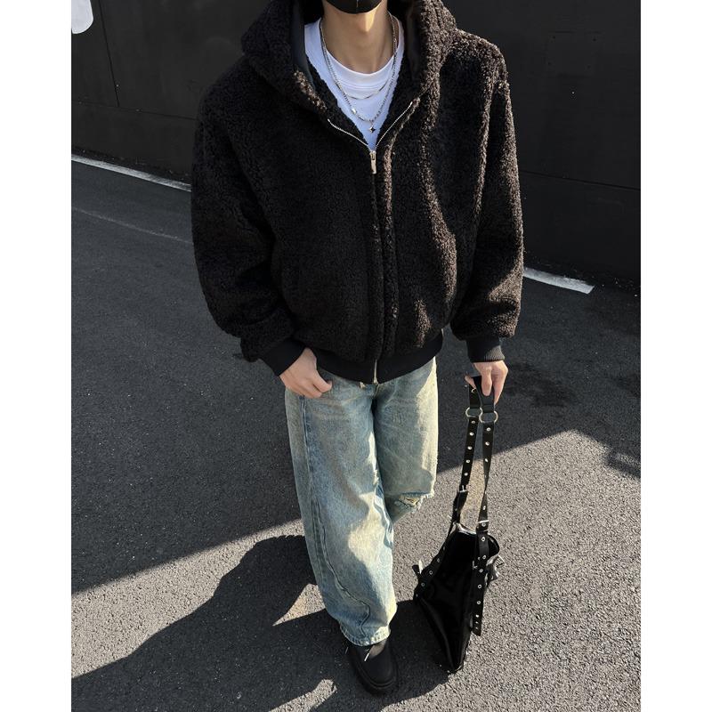 Мужской высококачественный ретро-кардиган-пальто из овчины - Зимний вельветовый кардиган с меховой подкладкой L