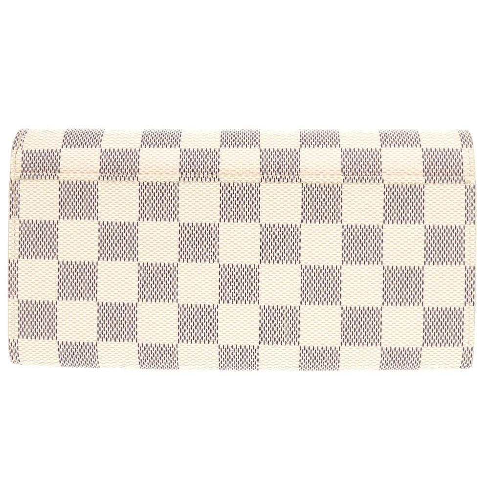 Used AUTHENTIC LOUIS VUITTON N63208 Damier Azur Porte feuille Sarah long wallet White