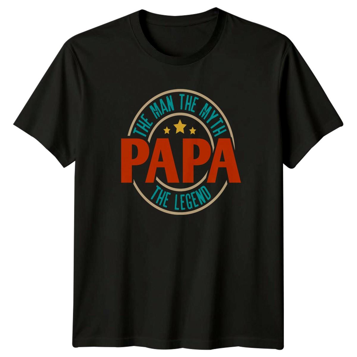 The Man The Myth Papa Mens T-Shirt Papa Fatherhood Fathers Day Gift For Him XXL