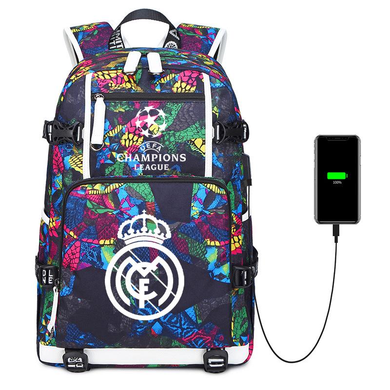 Football Printed Student Backpack Multifunctional Usb Interface Large Capacity Leisure Travel Backpack