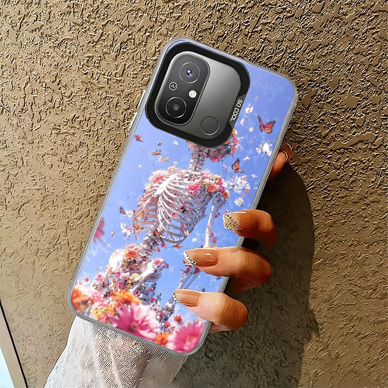 Floral Skull Flower Skeleton Shockproof Phone Case for Xiaomi Poco X7 X6 X5 X3 Pro F7 Ultra M8 Redmi 15C 15 14C 13C 12C 10C 13 1