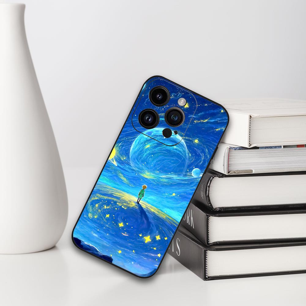 Little Prince Phone Case For Iphone 16 15 11 13 14 Pro Max 7 8 Plus X Xr Xs Max 12mini Black Shell Cover Case