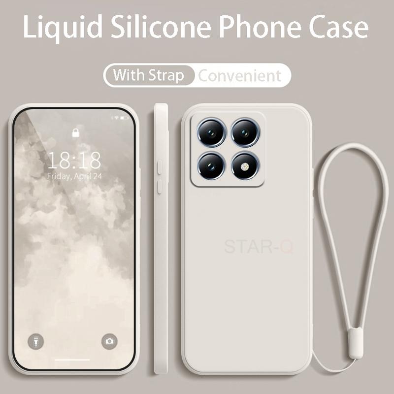 

Mi14t 14tpro Original Liquid Silicone Strap Phone Case For Xiaomi Mi 14T 13T 12T 11T Pro Lanyard Soft Back Cover On Mi13t 14 T For Mi 14T