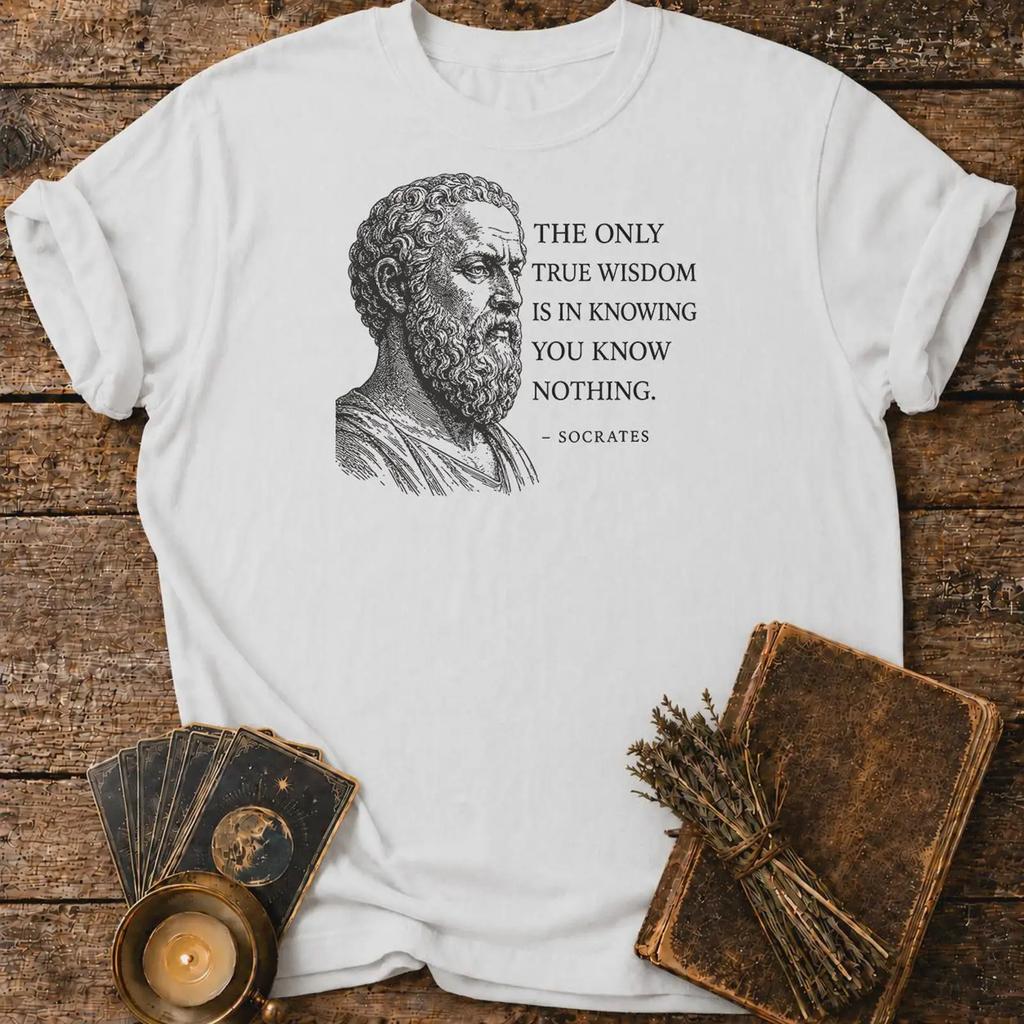 Socrates Quote T Shirt Ancient Greek Philosopher True Wisdom Philosophy Vintage Comfortable Homme Breathable Casual