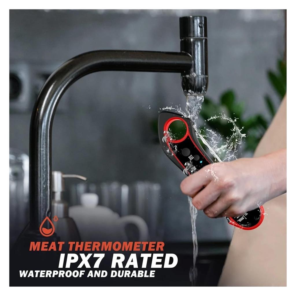 Großes digitales LCD-Lebensmittelthermometer - Schnelle, genaue Fleischtemperaturmessung, Haltefunktion, 180° ausklappbarer Schalter(C.)