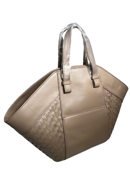 

Basket tote bag genuine lamb leather mesh combination (oak beige)