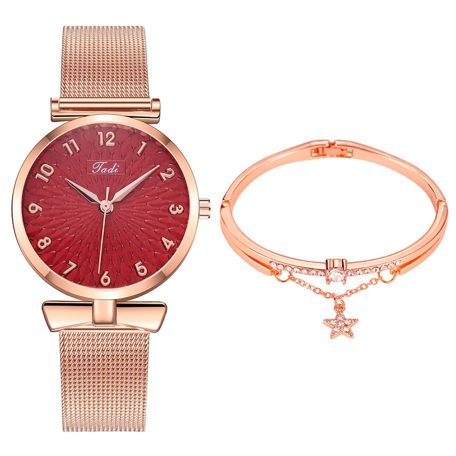 

Женские часы GADI с магнитной пряжкой, стальным ремешком, изысканные часы красный