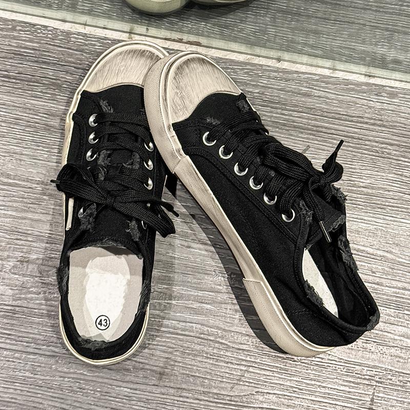 

Canvas Shoes Men s Shoes Summer New Niche Design Casual Thick Soled Trendy Brand High-end Breathable Black Board Men Shoes 39