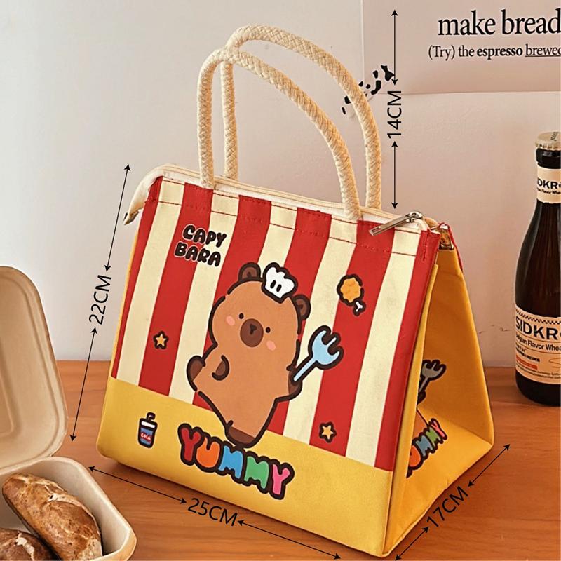 Kawaii Kreslená Kapybara Taška na Oběd Izolovaná Nákupní Taška Taška na Bento Obědové Tašky Pro Ženy Dívky Přenosná Termotaška Dárky