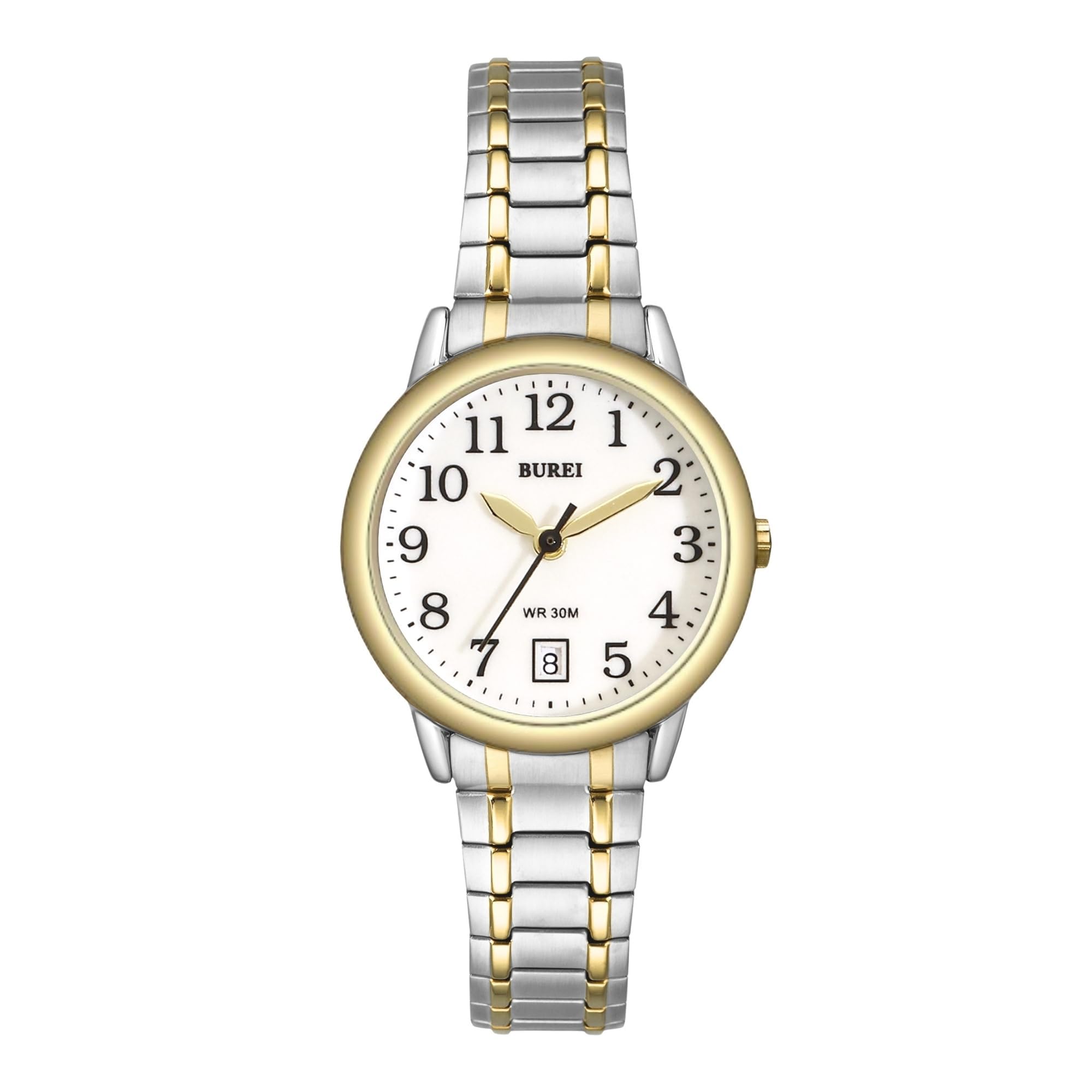 

BUREI Аналоговые Водонепроницаемые Кварцевые Часы с Отображением Даты и Люминесцентными Стрелками из Нержавеющей Стали Тонкие и Идеальные для Женщин и Повседневные и Деловые Идеальные для и