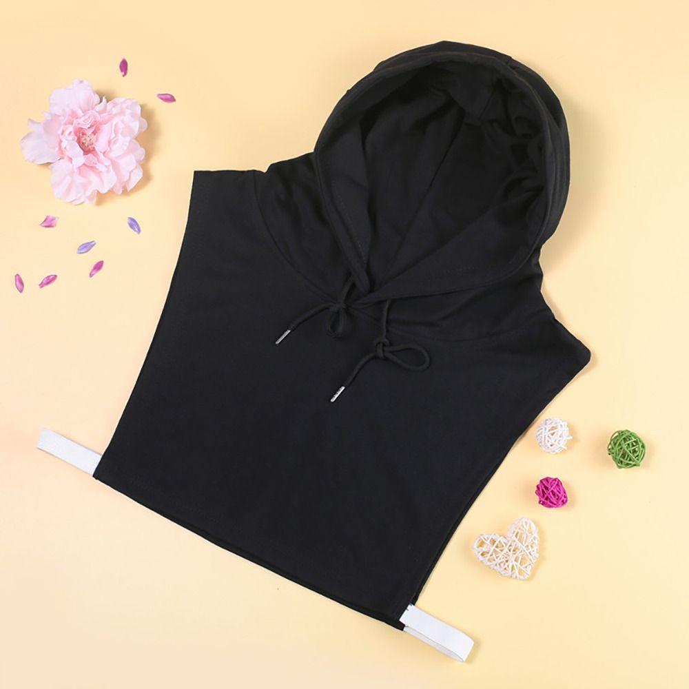 Solid Color Hooded Fake Collar Detachable Shirt Fake Collar Warm Half Shirt  Women