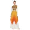 Womens Worship Praise Dance Dress Shiny Sequine Sleeveless Bodice Gradient Mesh Irregular Hem Lyrical Costume