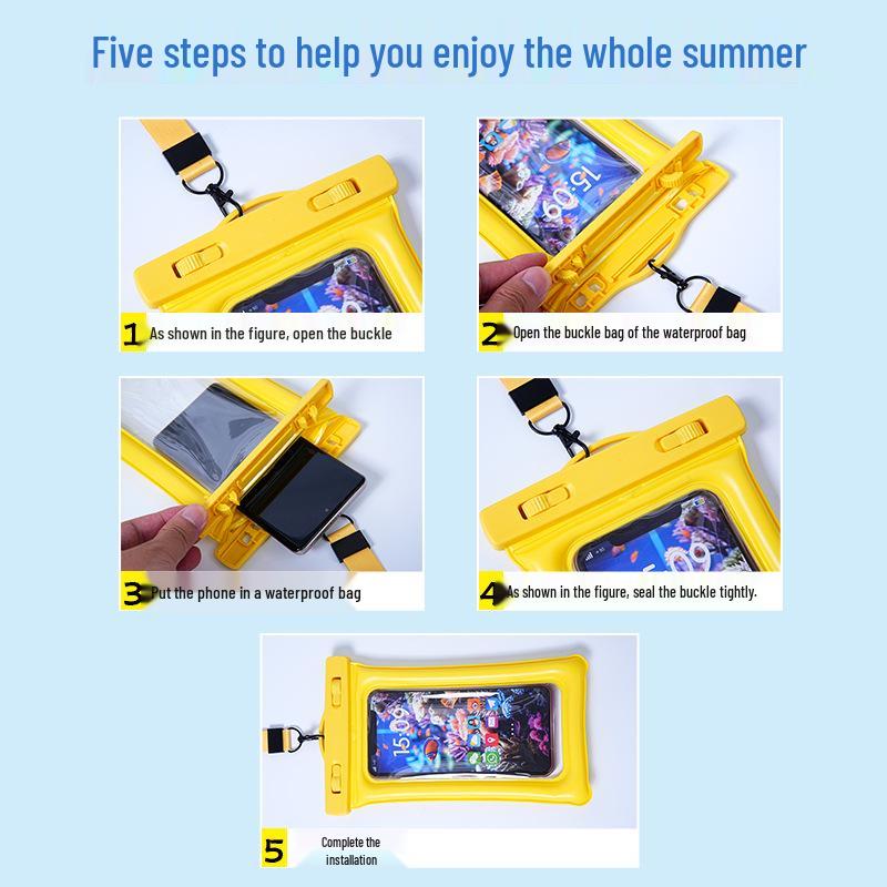 Große wasserdichte Handyhülle mit Airbag und hochtransparenter Touchscreen-Folie - Perfekt für Tauchen, Schwimmen und Regenschutz