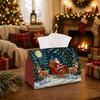 1pc Magical Winter Night Tissue Box - Santa Sleigh Reindeer Forest Napkin Storage Box, Suitable for Rolls/Facial Tissues/Single Sheets, Available for 