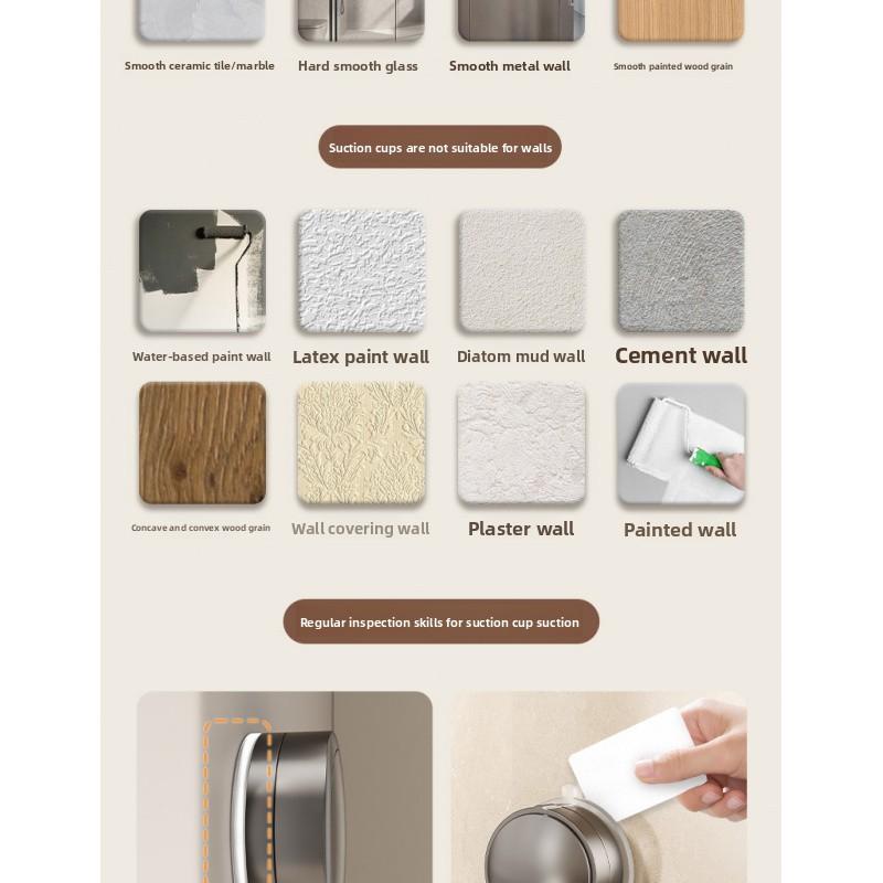 Walnut Suction Cup Hooks - NO DRILLING Adhesive Bathroom Shower Hooks for Towels, Holds Weight, Damage-Free Removable Wall Hook